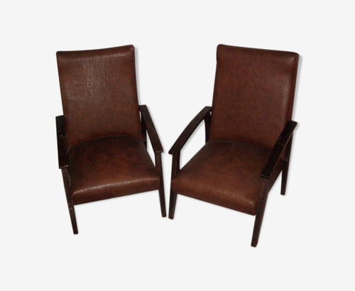 Paire fauteuils skaï de - fauteuils,