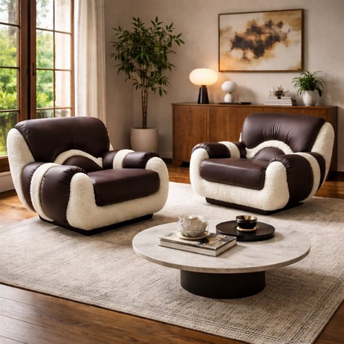 Fauteuils vintage simili cuir - simili,