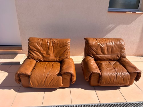 Fauteuils cuir vintage - 2,
